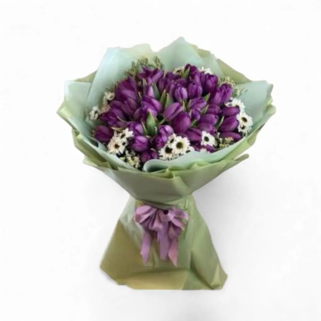 60 Purple Tulips Bouquet