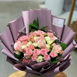 White And Pink Baby Rose Bouquet