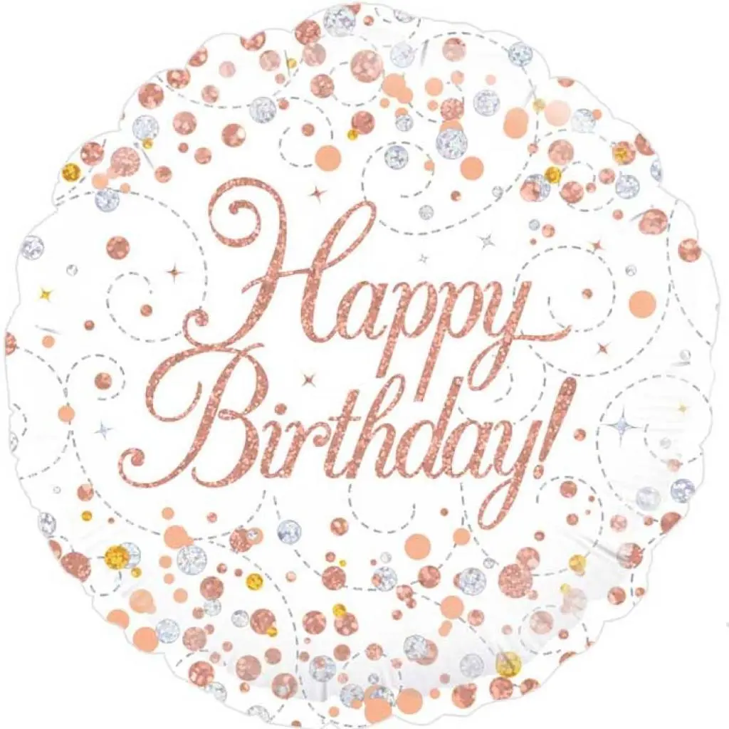 White And Rose Gold Dotted Birthday Balloon