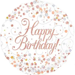 White And Rose Gold Dotted Birthday Balloon