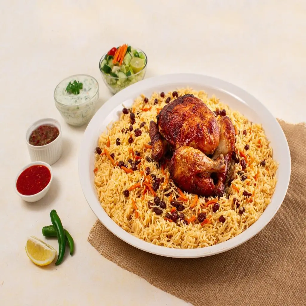 دجاج شواية مع أرز برياني