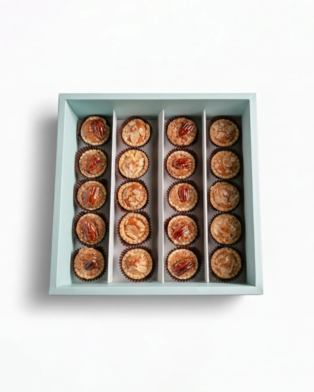 Assorted box of almond tart and pecan tart