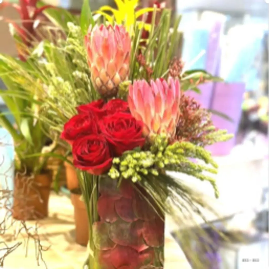 Glass Vase with Eucalyptus Greens Arrangement