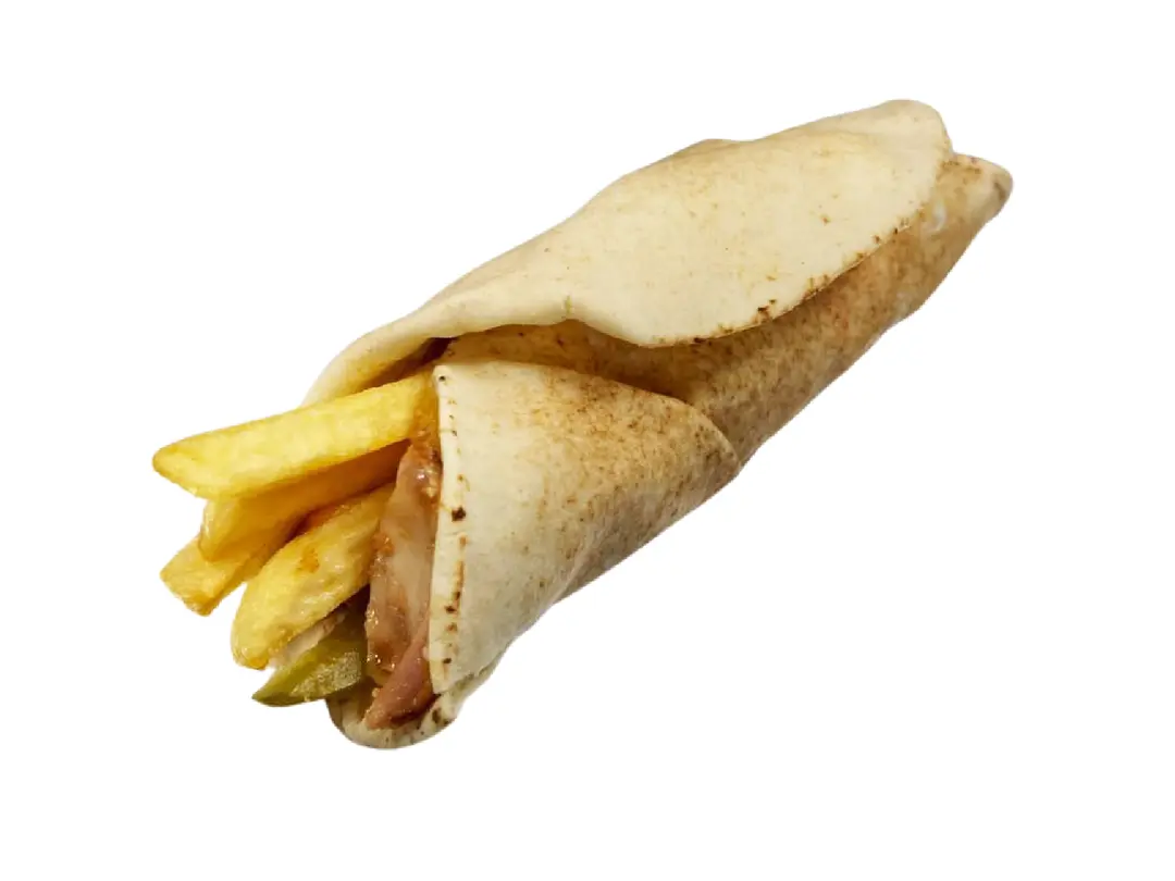 Chicken shawarma sandwich in Lebanese bread