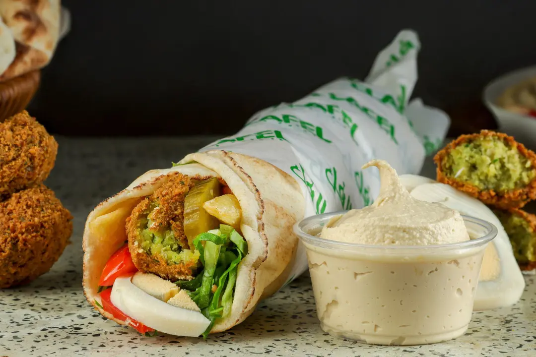 Falafel sandwich with hummus