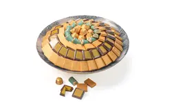صينية العيد زجاج دائرية كحلي كبير