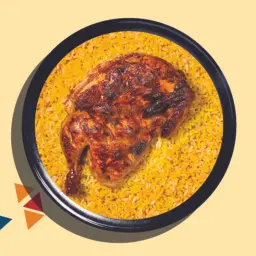 نصف دجاج فرن مع الأرز