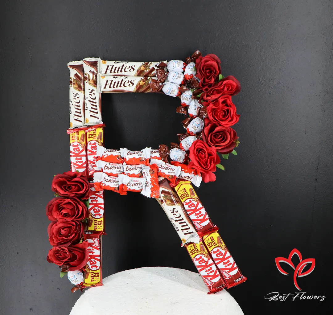 Custom chocolate bar in the shape of the letter