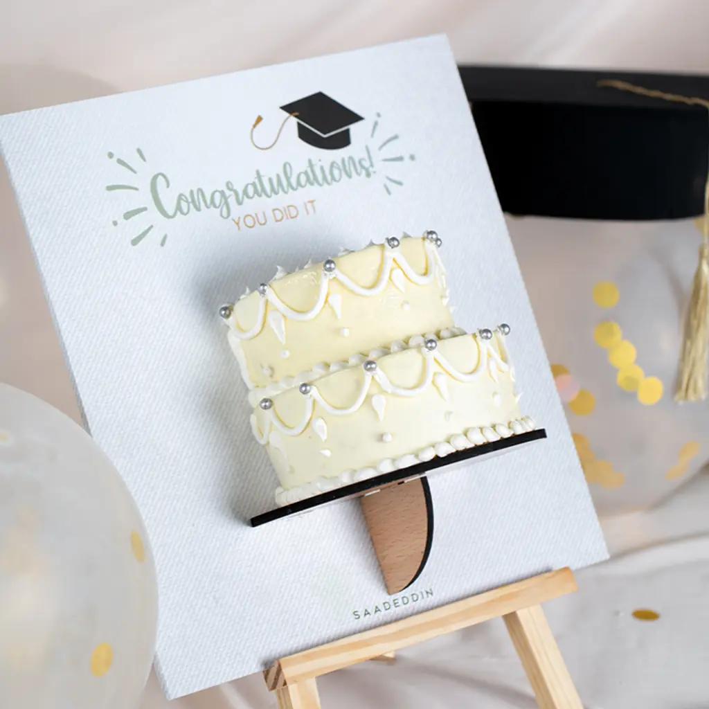 Boys' Vanilla Raspberry Graduation Cake