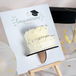Boys' Vanilla Raspberry Graduation Cake