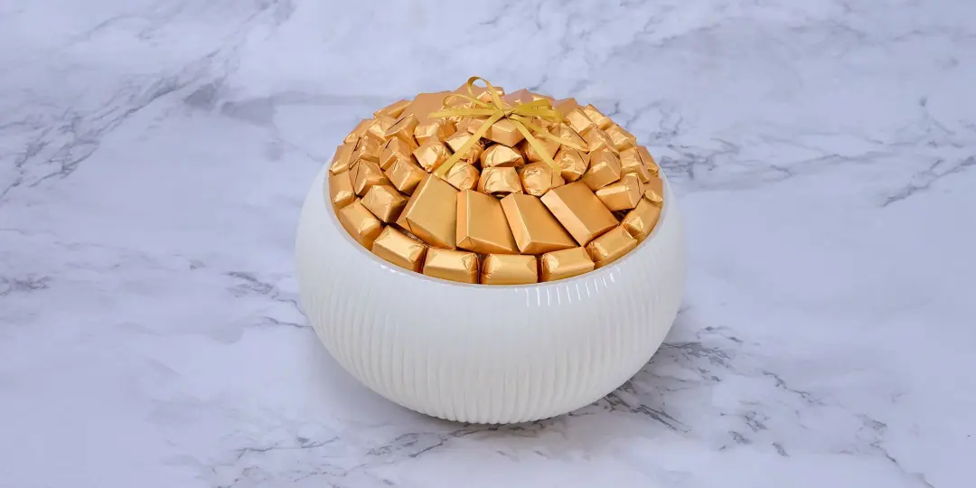 Wrapped chocolate vase