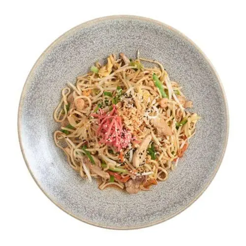 40. yaki soba chicken + shrimp