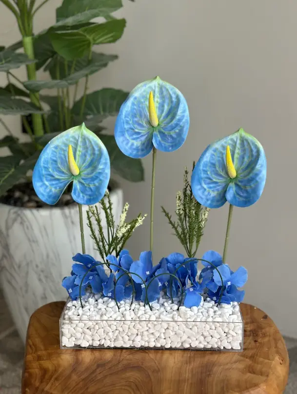 Artificial blue anthurium flower