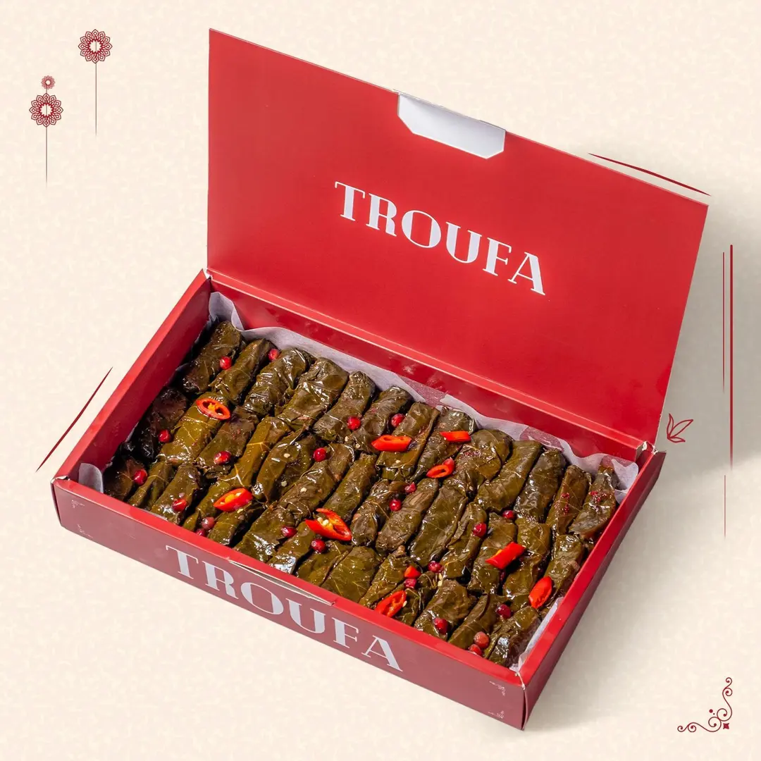 Box spicy grape leaves