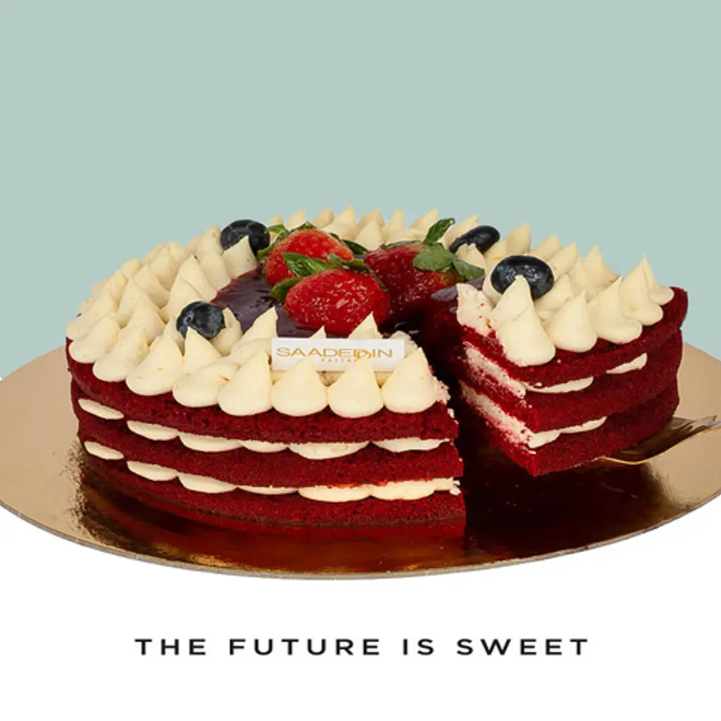 Red forest fruit cake