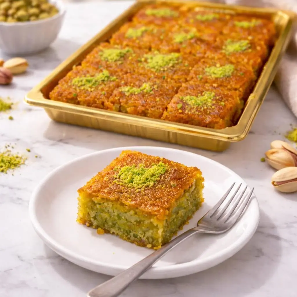 Pistachio Basbousa