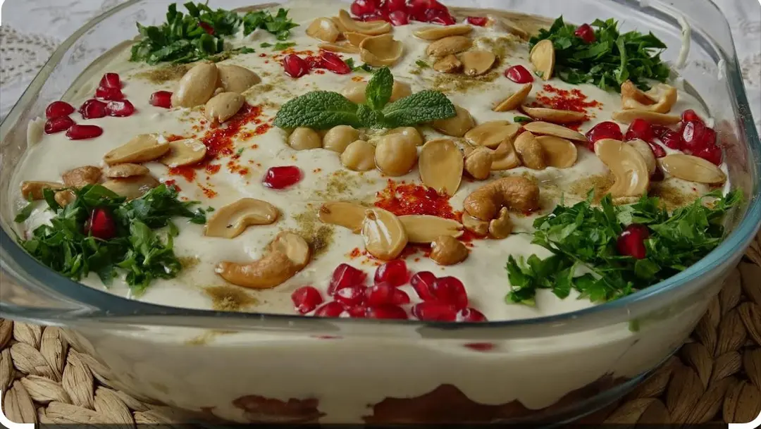 فته شاميه بالمكسرات