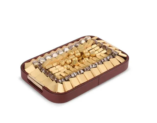 Maroon leather chocolate tray