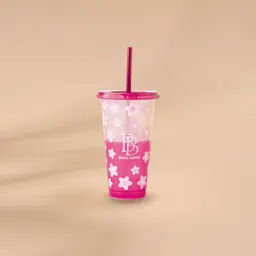 مق المشروبات البارده البلاستيك الوردي (١٦ اونص)
