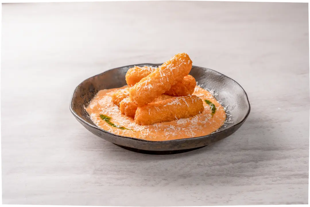 Mozzarella Sticks with Pink Sauce