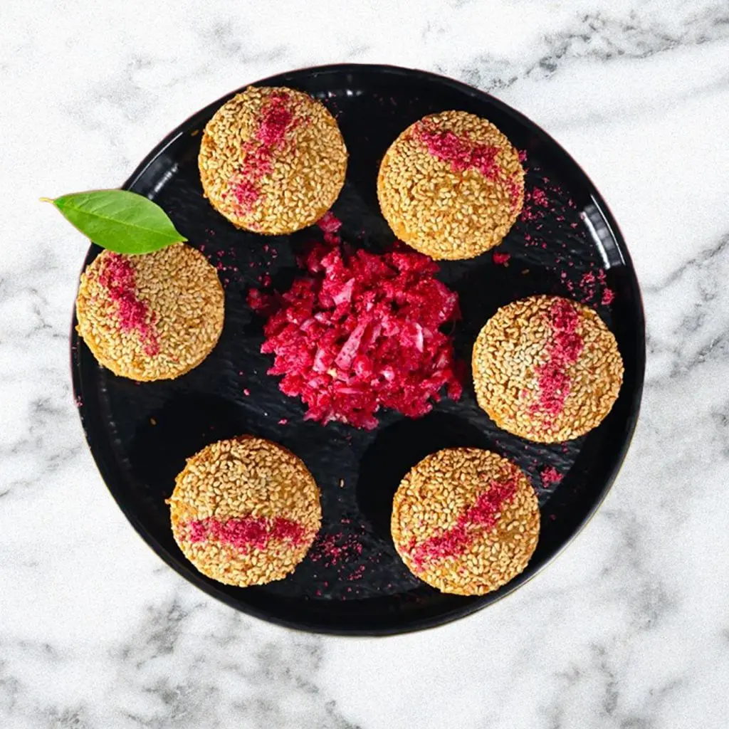 Falafel stuffed with sumac and onions