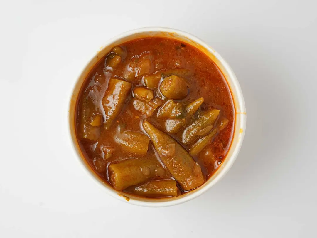 Cooked Okra Pieces in Sauce