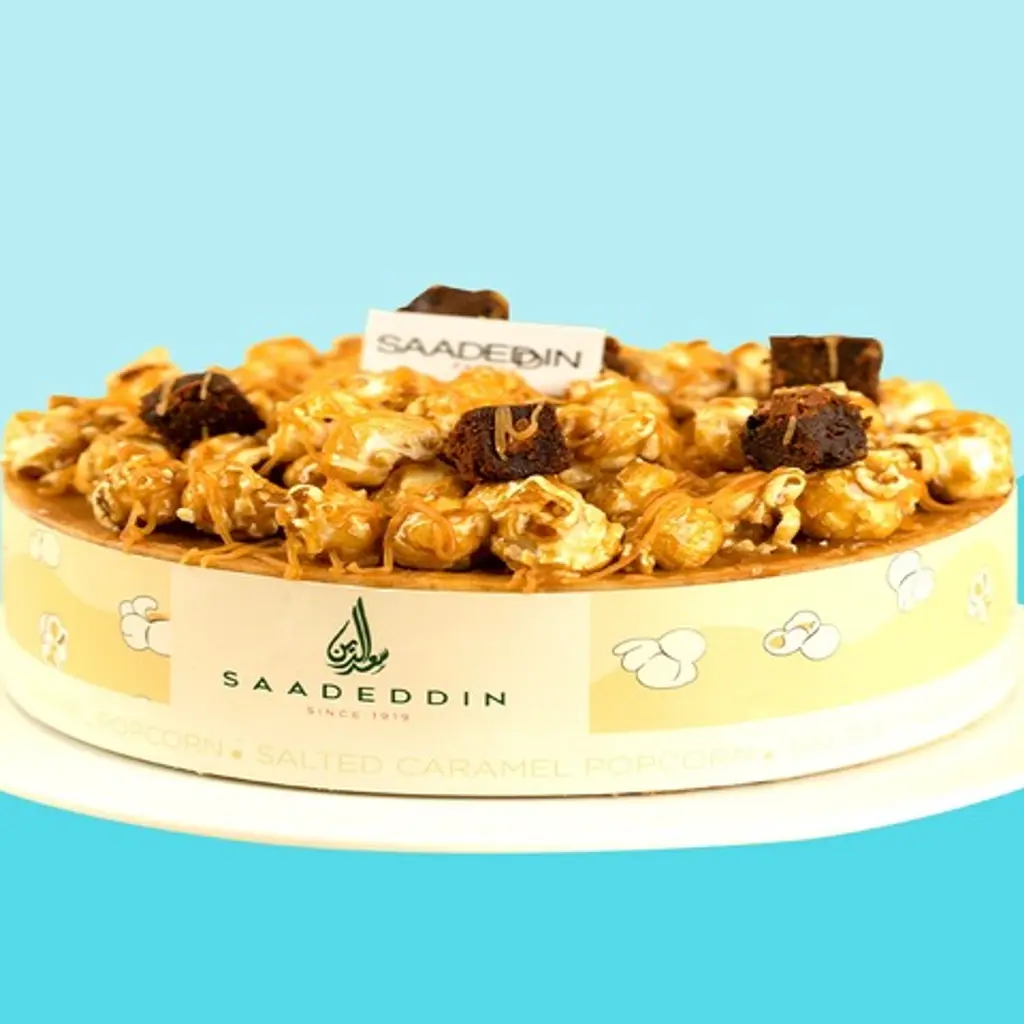 Salt caramel ice cream bar with popcorn