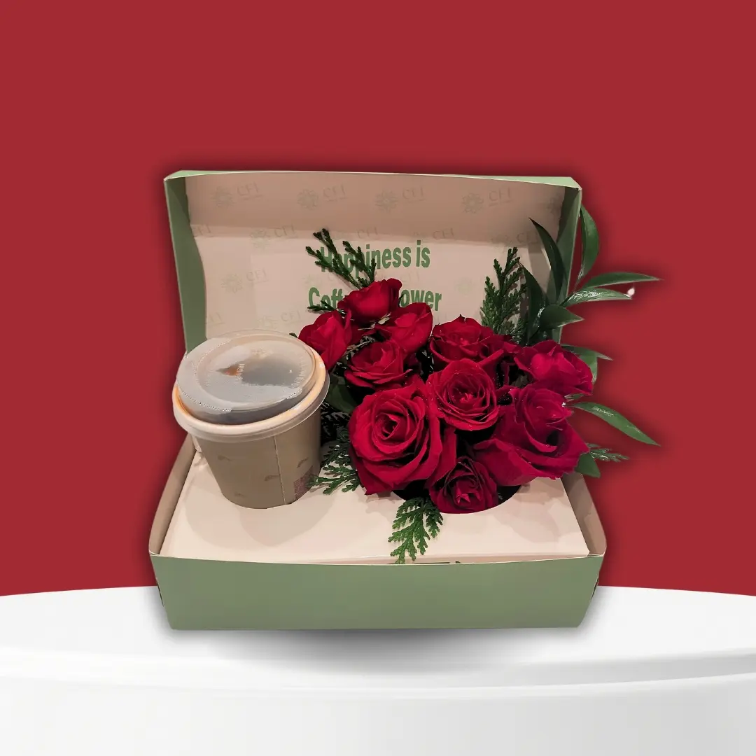 Medium happiness box - coffee and Flowers