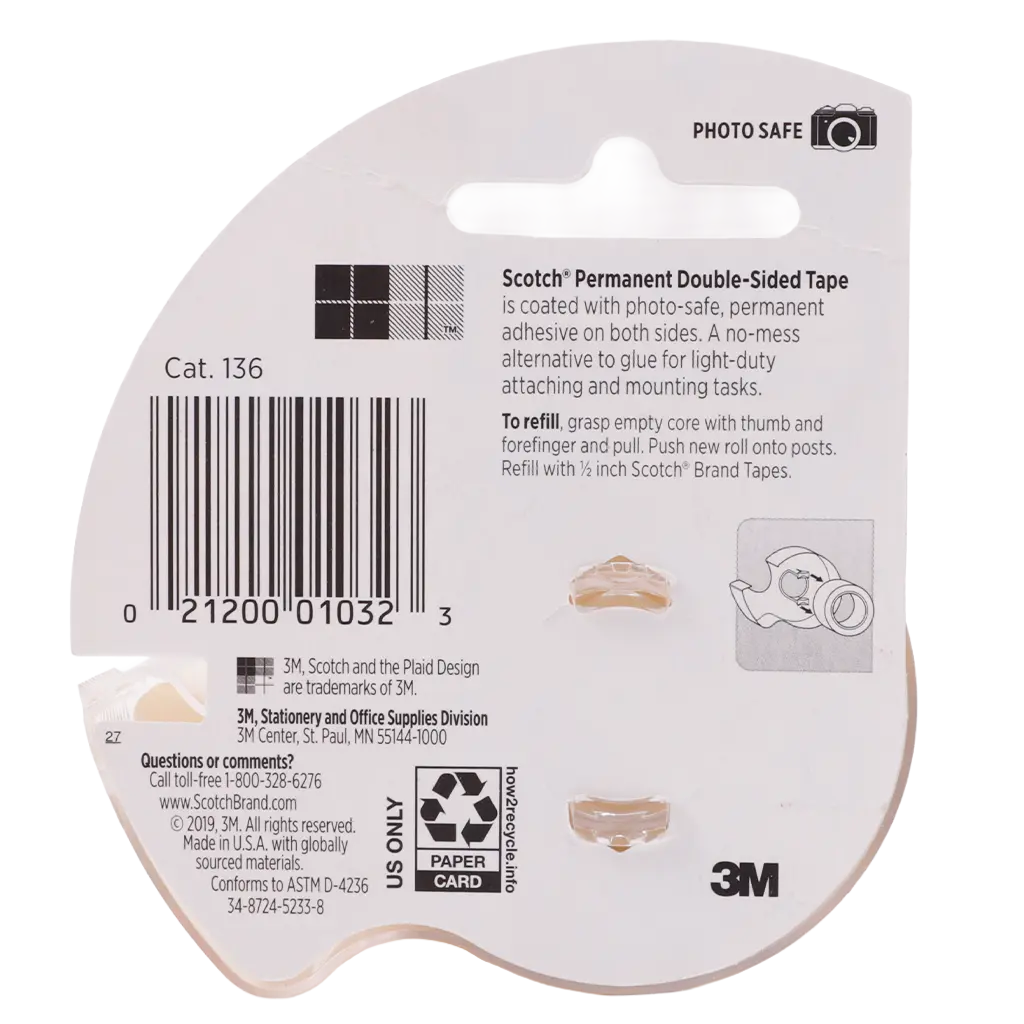 3M Double Sided Tape 1/2 * 250" Clear - view 2