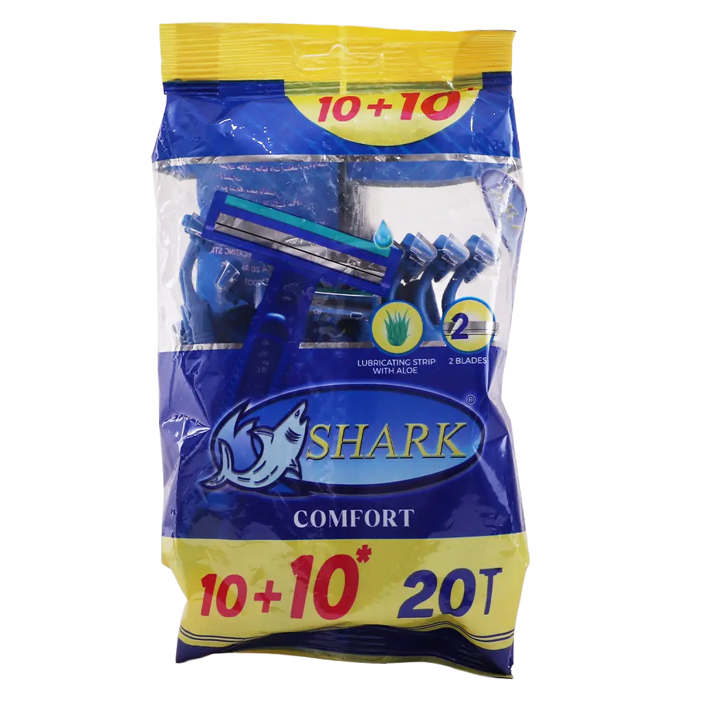 Shark Disposable Razors 20 Pcs 2 Blades Fixed Head Rubber Handle With Lubricating Strip  - view 2