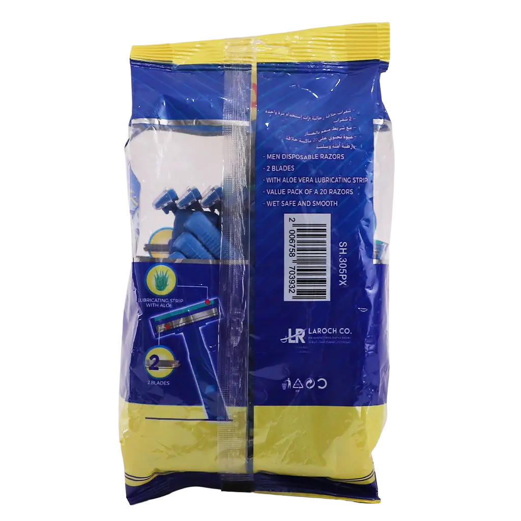 Shark Disposable Razors 20 Pcs 2 Blades Fixed Head Rubber Handle With Lubricating Strip  - view 3