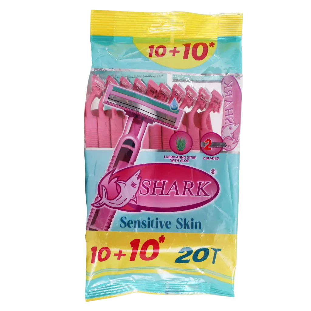Shark Disposable Razors 20 Pcs  2 Blades For Women Fixed Head Rubber Handle  - view 2
