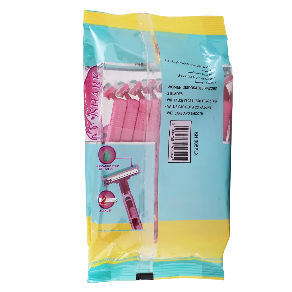 Shark Disposable Razors 20 Pcs  2 Blades For Women Fixed Head Rubber Handle  - view 3