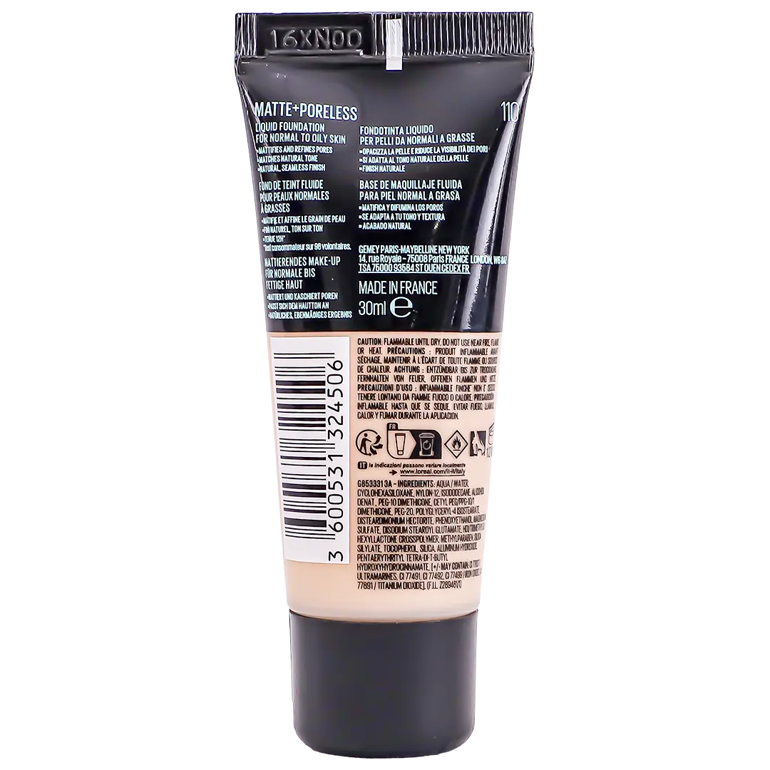 Maybelline Foundation Fit Me Matte Poreless 110 Porcelain 30 ml - view 2