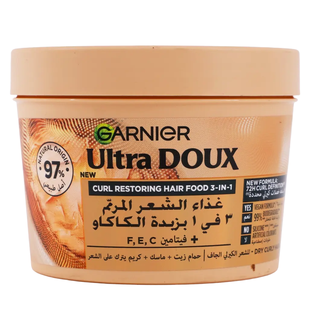 Garnier Ultra Doux Hair Food Curls Restoring Cocoa Butter 3-in-1 Hair Mask for Dry Curly Hair 390ml - view 2