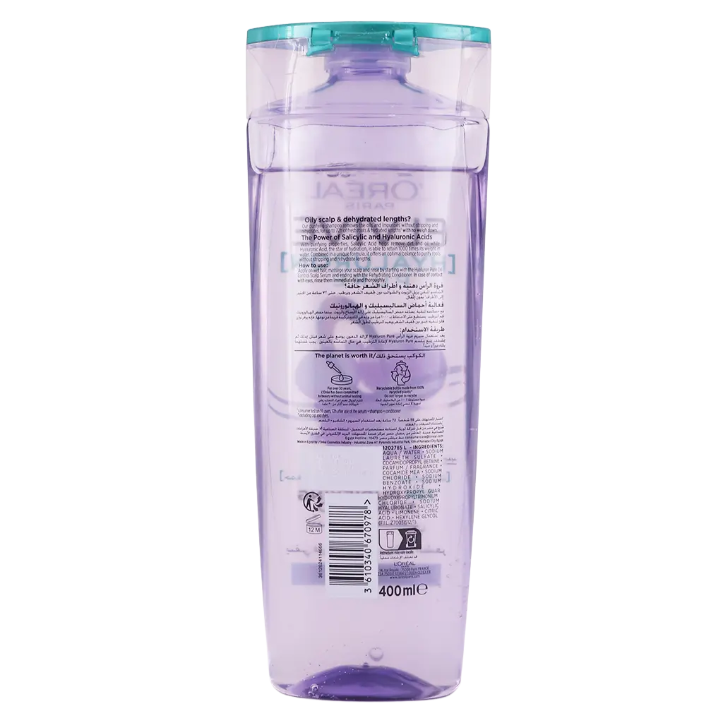 L'Oreal Paris Elvive Hyaluron Pure Purifying Shampoo for Oily Hair 400 ml - view 2