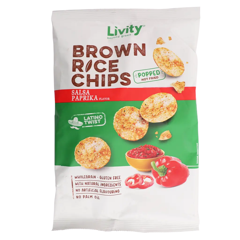 Livity Wholegrain Brown Rice Chips Livity Salsa Paprika 60 gm - view 2
