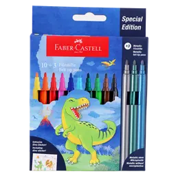 Faber Castell Felt-Tip Pen Dinosaur 10+3 + Stickers