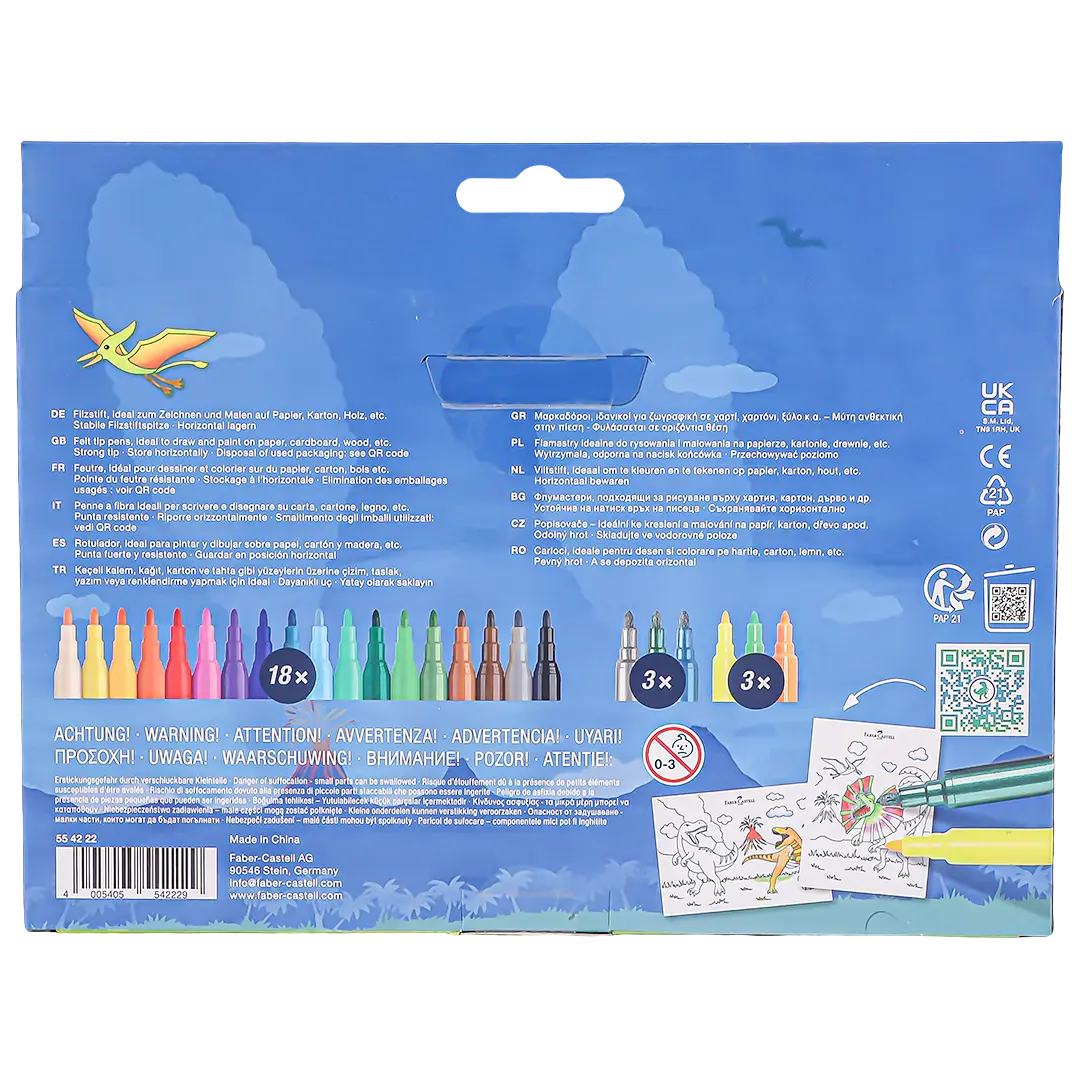 Faber Castell Felt-Tip Pen Dinosaur 18+6 + Stickers - view 2