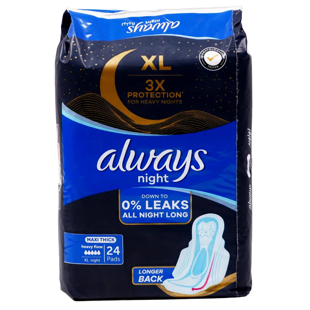 Always XL Night Pads 3x Protection for Heavy Nights Maxi Thick 24 Pads  - view 3