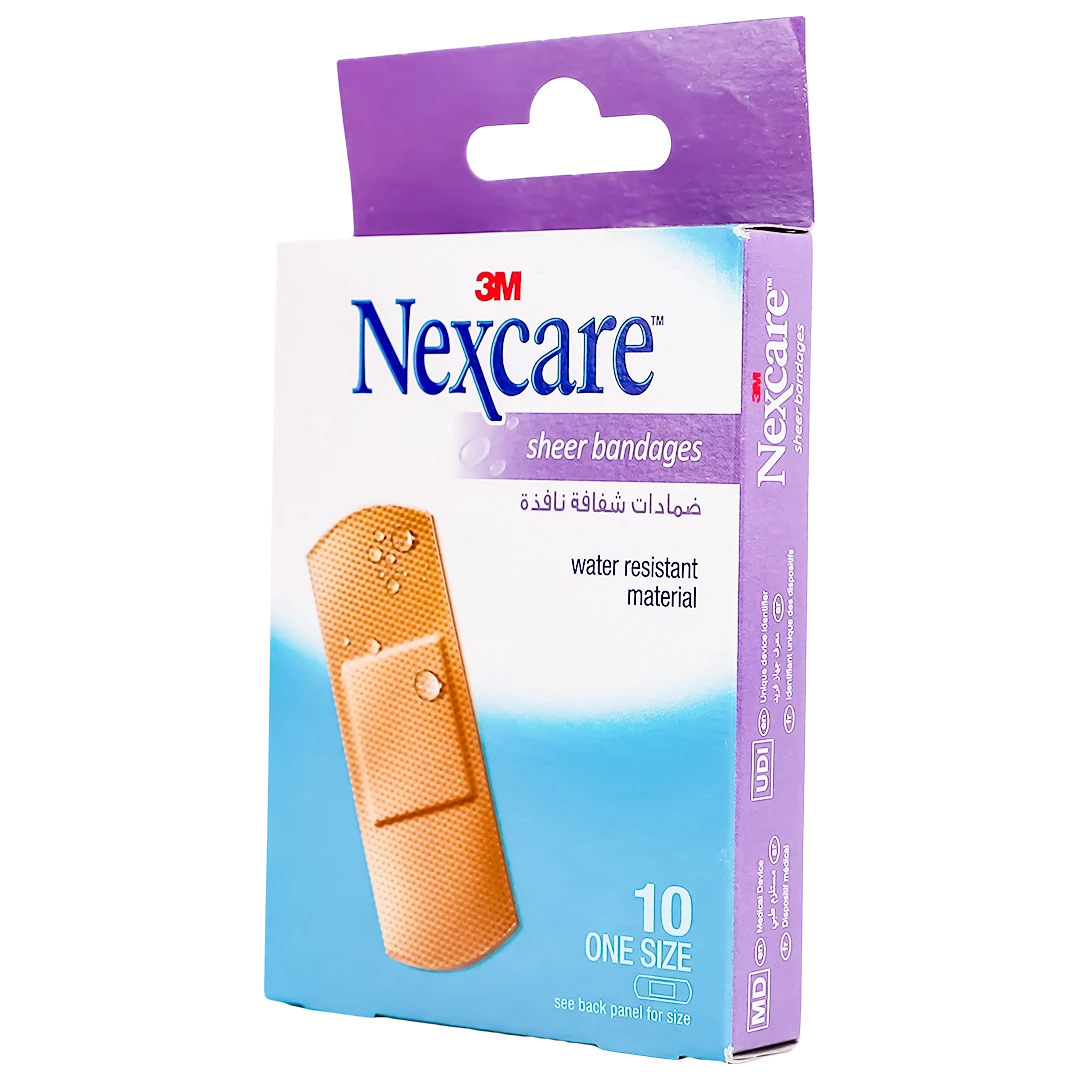 3M Nexcare Transparent Adhesive Waterproof Bandages 72×25 Mm 10 Pieces