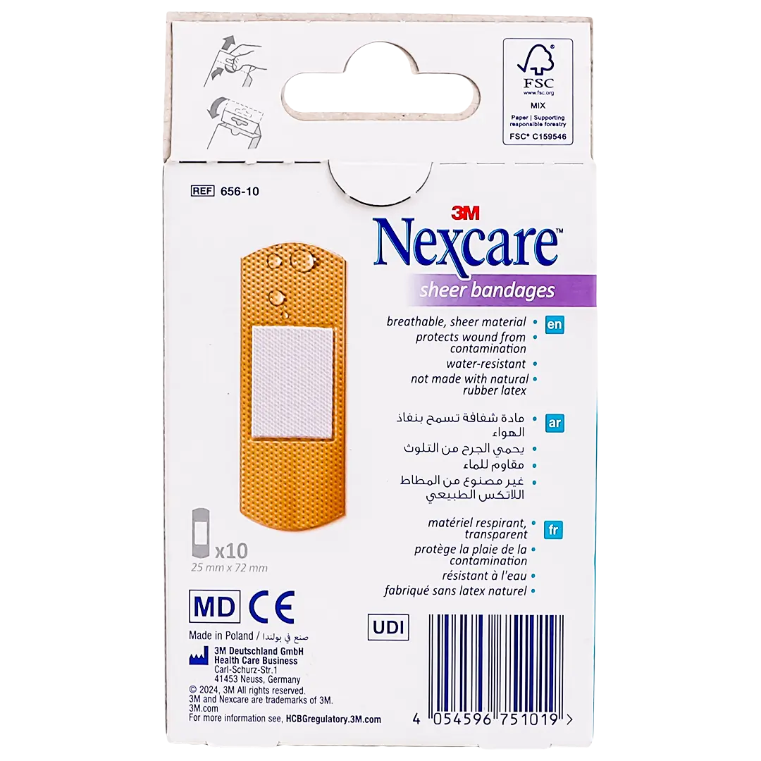 3M Nexcare Transparent Adhesive Waterproof Bandages 72×25 Mm 10 Pieces - view 3