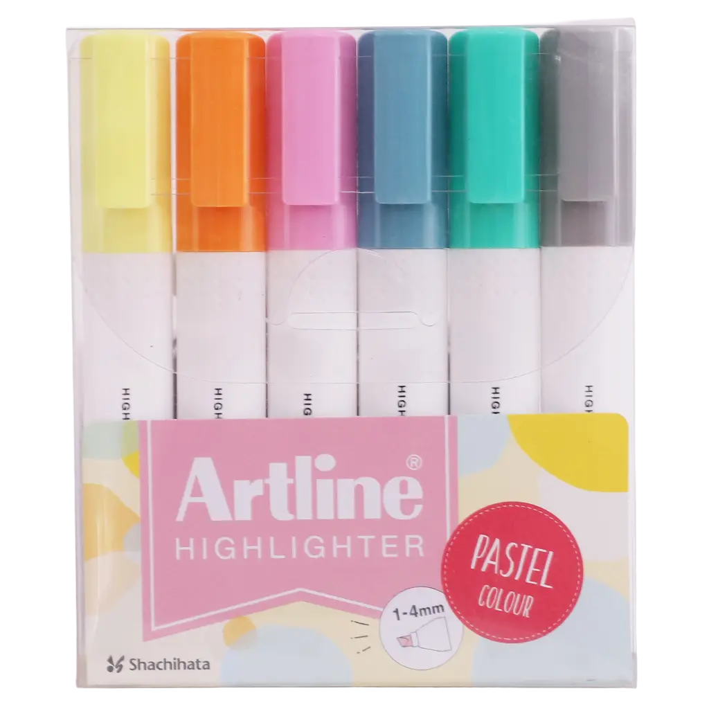 Artline Highlighter Pastel Colurs Set Of 6 Colors - view 1