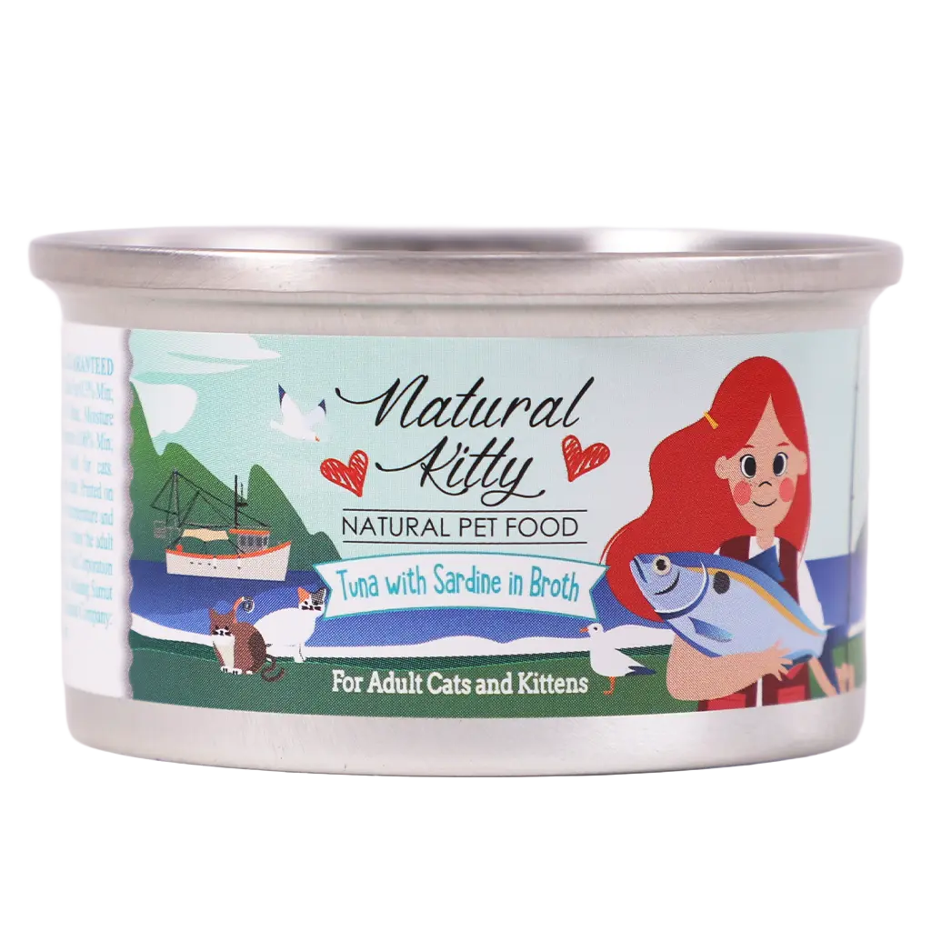 Natural Kitty cans for Cats Tuna with Sardine in Broth 80g - view 1