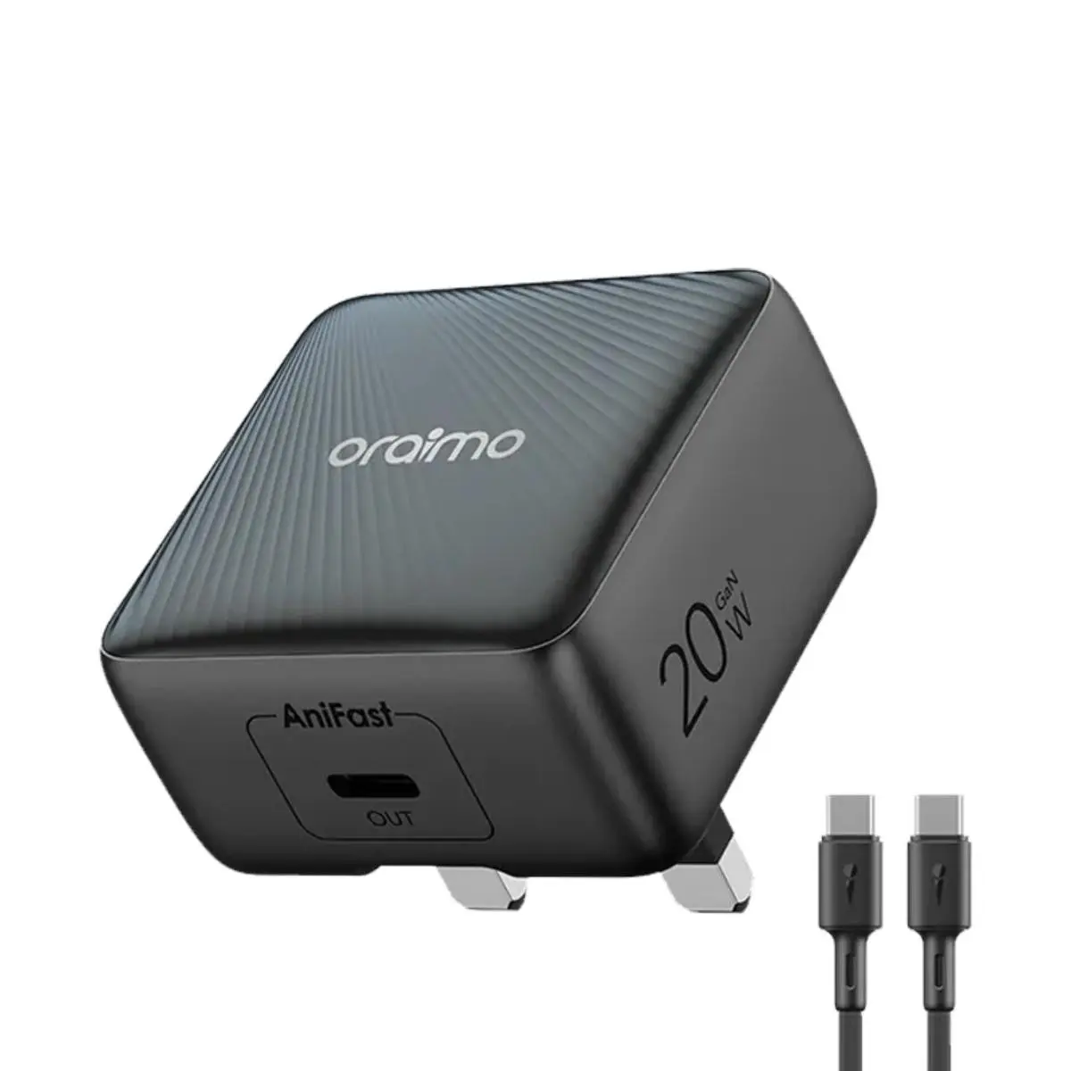 Oraimo Powercube 20 Chic 20W Gan Wall Charger Kit With TypeC To Lightning Cable  Black - view 1