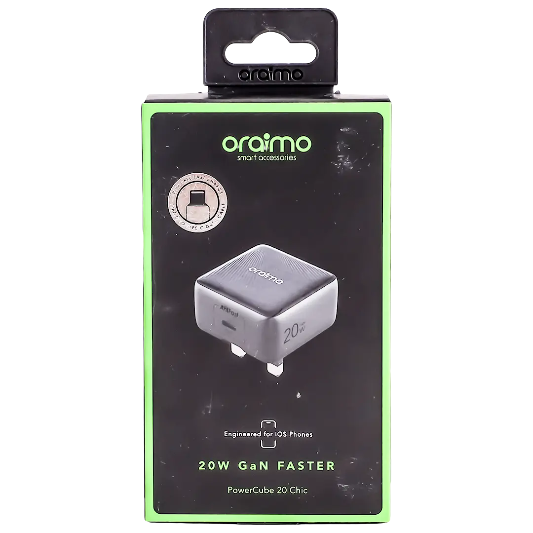 Oraimo Powercube 20 Chic 20W Gan Wall Charger Kit With TypeC To Lightning Cable  Black - view 3