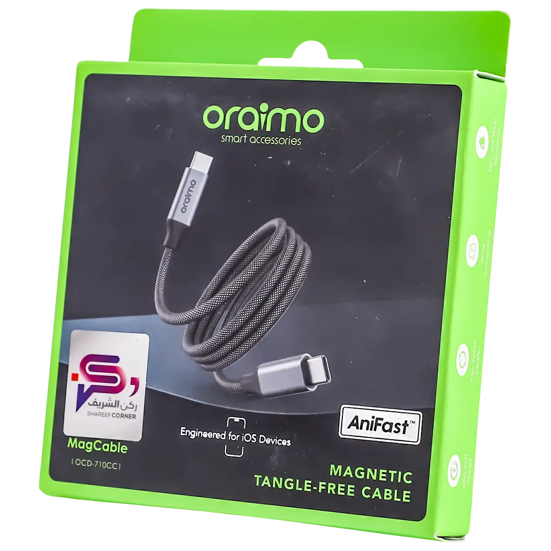 Oraimo Magcable 1M 60W Type-C To Type-C Data Cable  Black - view 2