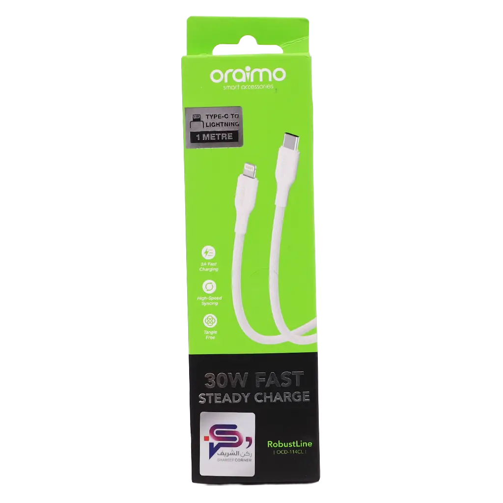 Oraimo Robustline 30W Type-C To Lightning Cable  White 3A  1M - view 2