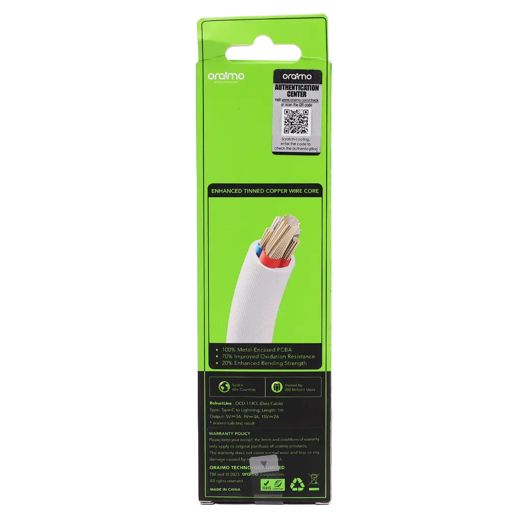 Oraimo Robustline 30W Type-C To Lightning Cable  White 3A  1M - view 3