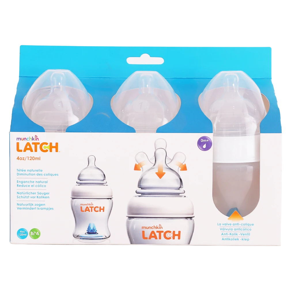 Munchkin Latch 4Oz Bottle Natural Movement Teat 3Pk